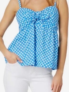 Lilly Pulitzer Blue & White Gingham MITZI cotton cami  NWT sz0 spaghetti strap